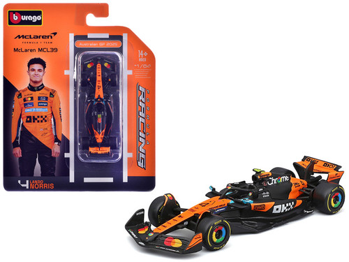 1/43 BBurago 2025 Formula 1 Lando Norris McLaren MCL39 #4 Winner Australian GP Car Model