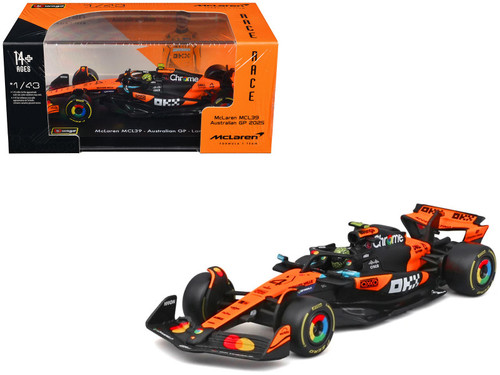1/43 BBurago 2025 Formula 1 Lando Norris McLaren MCL39 #4 Winner Australian GP Car Model with Driver Figure