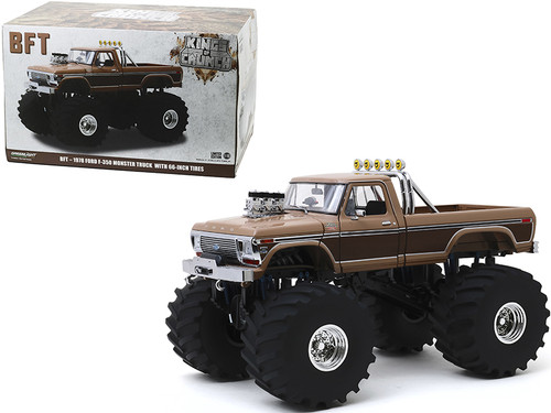 1978 Ford F-350 Ranger Lariat Monster Truck with 66-Inch Tires "BFT" Brown "Kings of Crunch" Series 1/18 Diecast Model Car by Greenlight