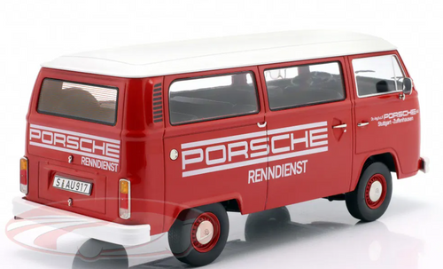 1/18 KK-Scale 1972 Volkswagen VW T2b Bus Porsche Renndienst (Red) Diecast Car Model