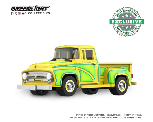 1/64 Greenlight 1954 Ford F-100 Lowriders Sergio Rocha Collaboration (Yellow) Diecast Car Model