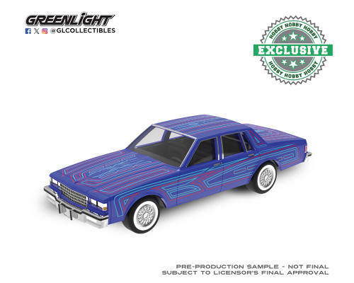 1/64 Greenlight 1986 Chevrolet Caprice Lowriders Sergio Rocha Collaboration (Blue) Diecast Car Model
