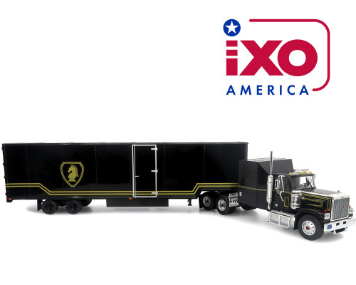 1/64 Ixo 1980 GMC General with Black & Gold Trailer Diecast Car Model