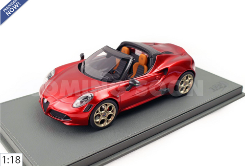 1/18 BBR Alfa Romeo 4C Spider Tributo 33 Stradale (Villa d'Este Red) Car Model Limited 100 Pieces