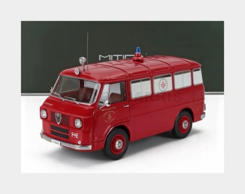 1/18 Mitica 1968 Alfa Romeo F-12 Minibus Fire Department Ambulance (Red) Diecast Car Model