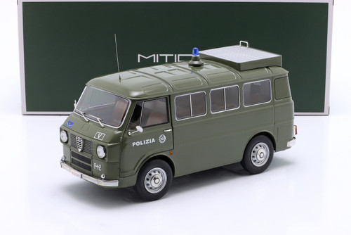 1/18 Mitica 1970 Alfa Romeo F-12 Minibus Police (Olive Green) Diecast Car Model