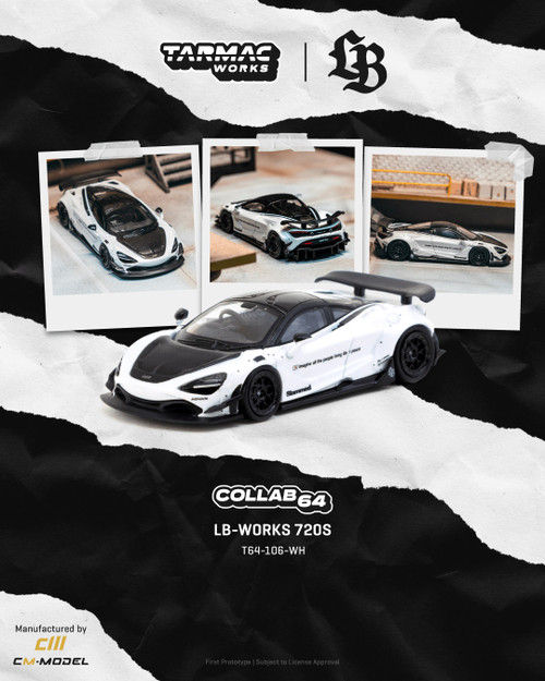1/64 Tarmac Works McLaren 720S LB-WORKS (White) Diecast Car Model