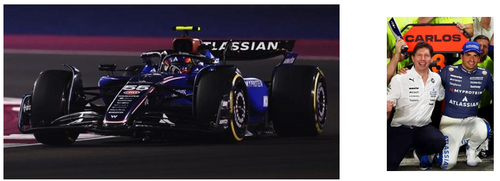 1/43 Spark 2025 Formula 1 Atlassian Williams Qatar GP 3rd Place #55 Carlos Sainz Car Model with Pit Board