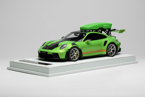 1/18 Ivy Merit Porsche 911 (992) GT3 RS (PTS Acid Green with Orange Livery & Silver Wheels) Car Model with Detachable Roof Rack Limited 15 Pieces