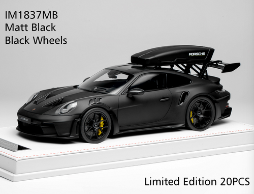 1/18 Ivy Merit Porsche 911 (992) GT3 RS (Matte Black with Black Wheels) Car Model with Detachable Roof Rack Limited 20 Pieces