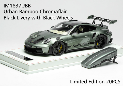 1/18 Ivy Merit Porsche 911 (992) GT3 RS (Urban Bamboo Chromaflair Green with Black Livery & Black Wheels) Car Model with Detachable Roof Rack Limited 20 Pieces