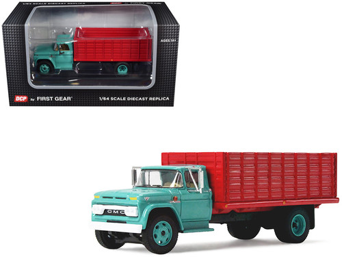 1/64 First Gear GMC 4000 Grain Truck (Turquoise Blue & Red) Diecast Car Model