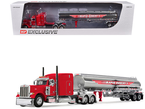 1/64 First Gear Peterbilt Model 379 with 63” Mid-Roof Sleeper & Heil Fuel Tank Trailer (Rapid Roberts) Diecast Car Model