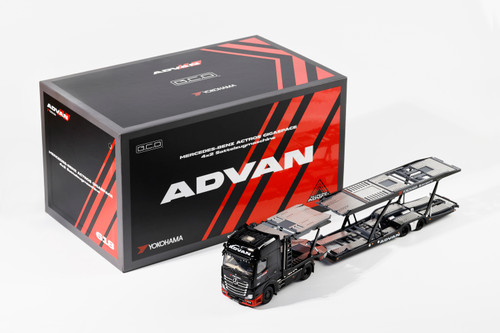 1/64 GCD Mercedes-Benz AMG Actros Auto Transporter (Black Advan) Diecast Car Model