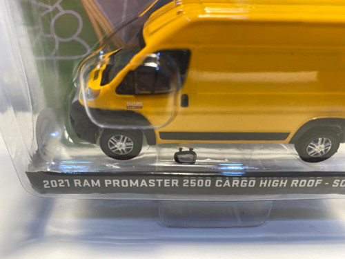 DAMAGED AS-IS 1/64 Greenlight 2021 Dodge Ram ProMaster 2500 Cargo High Roof Van Yellow "School Bus" "Route Runners" Series 4 Diecast Car Model