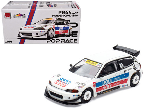 Pandem Civic EG6 RHD (Right Hand Drive) White with Stripes and Graphics "VDX - Tokyo Auto Salon Hong Kong 2025" Special Edition 1/64 Diecast Model Car by Pop Race
