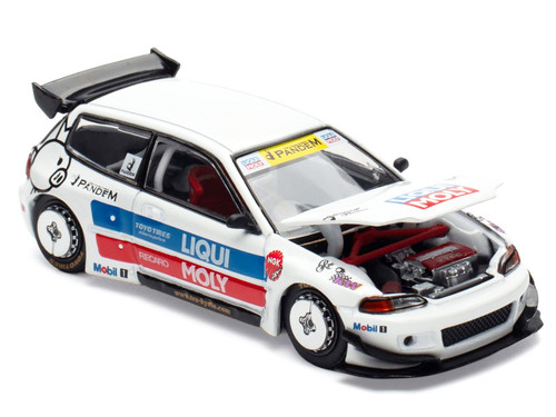 Pandem Civic EG6 RHD (Right Hand Drive) White with Stripes and Graphics "VDX - Tokyo Auto Salon Hong Kong 2025" Special Edition 1/64 Diecast Model Car by Pop Race