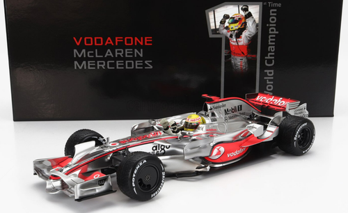 ONE BROKEN FIN AS-IS 1/18 Minichamps 2008 Formula 1 Lewis Hamilton McLaren MP4/23 #22 Brazil GP Formula 1 World Champion Car Model with Collector's Box Limited
