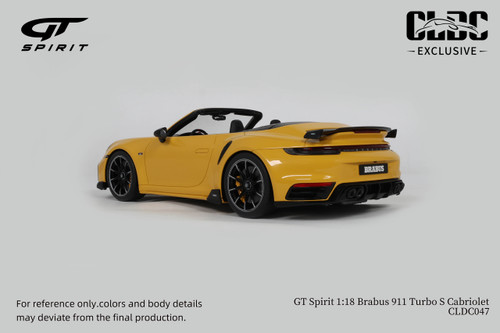 1/18 GT Spirit Porsche Brabus 911 Turbo S Cabriolet (Yellow) Car Model
