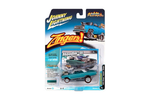 1/64 Johnny Lightning 1962 Chevrolet Impala Coupe Zinger (White Lightning Pearl & Zinger Teal Blue Green) Diecast Car Model