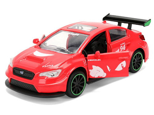 2016 Subaru WRX STI Red with "Knuckles" Graphics "Sonic the Hedgehog" (1991) Video Game "Hollywood Rides" Series 1/32 Diecast Model Car by Jada