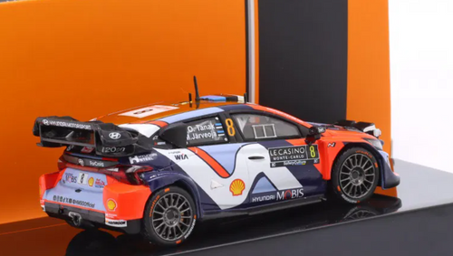 1/43 Ixo 2025 Hyundai i20 N Rally1 Hybrid #8 5th Rallye Monte Carlo Hyundai Motorsport Ott Tänak, Martin Järveoja Car Model
