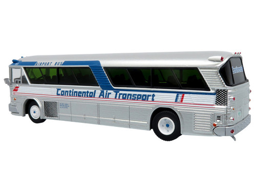 1964 MCI MC-5A Coach Bus "Continental Air Transport" Silver with Blue Stripes "Vintage Bus & Motorcoach Collection" Limited Edition to 504 pieces Worldwide 1/87 (HO) Diecast Model by Iconic Replicas