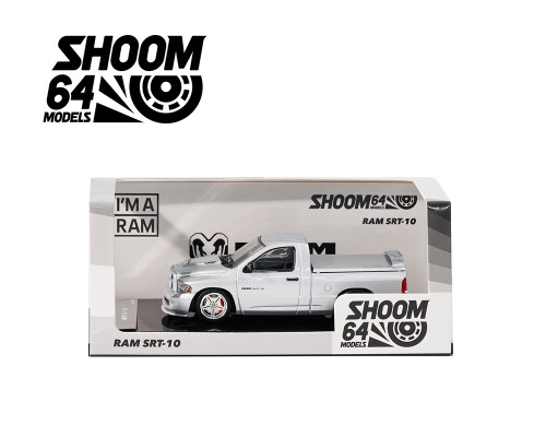 1/64 GCD Dodge Ram SRT-10 (White with Blue Stripes) Diecast Car