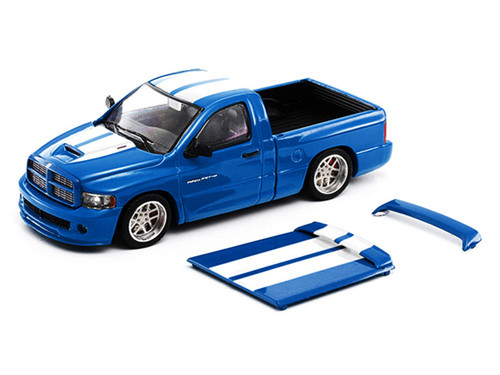 1/64 SHOOM64 2003 Dodge Ram SRT-10 Pickup (Electric Blue Pearl with White Stripes) Diecast Car Model