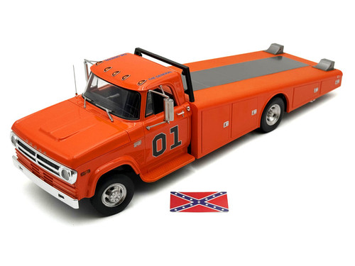 1/18 ACME 1970 Dodge D-300 Ramp Truck The General #01 (Orange) Diecast Model