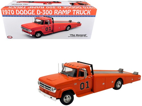 1/18 ACME 1970 Dodge D-300 Ramp Truck The General #01 (Orange) Diecast Model