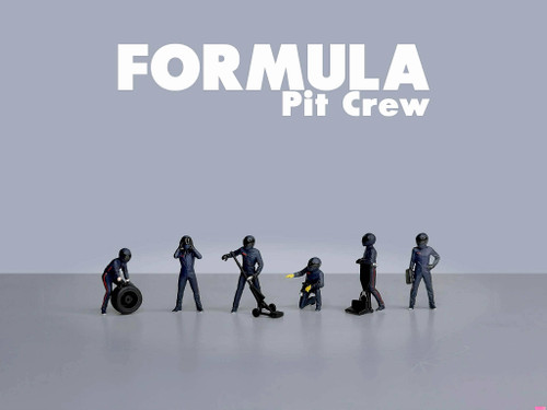 1/64 American Diorama Formula 1 Pit Crew Diecast Figures Set (Blue - Best Fit for Williams Team) (car NOT included)