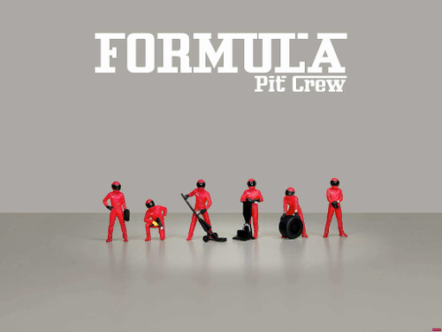 1/64 American Diorama Formula 1 Pit Crew Diecast Figures Set (Red - Best Fit for Ferrari Team) (car NOT included)