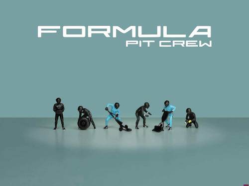 1/64 American Diorama Formula 1 Pit Crew Diecast Figures Set (Black - Best Fit for Mercedes Team) (car NOT included)