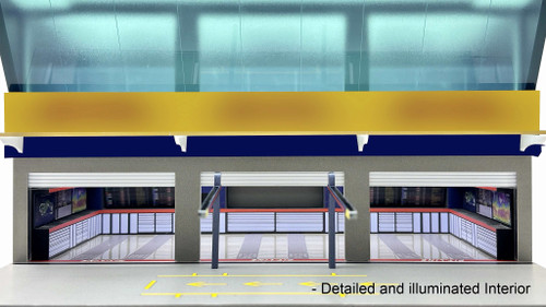 1/64 American Diorama Formula 1 Grand Prix Paddock Pit Stop Diorama with F1 Crew Figures Set (Blue - Best Fit for Williams Team) (car NOT included)