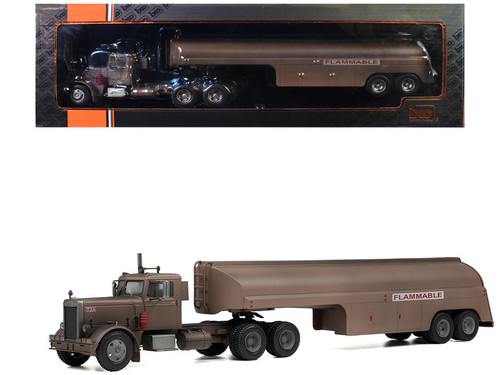 1955 Peterbilt 281 Truck with Tank Trailer Brown (Weathered) 1/43