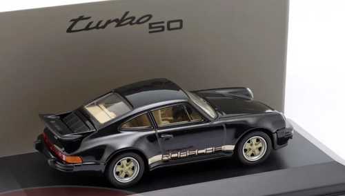 1/43 Dealer Edition 1975-1977 Porsche 911 930 Turbo 3.0 (Black with Gold Wheels) Car Model