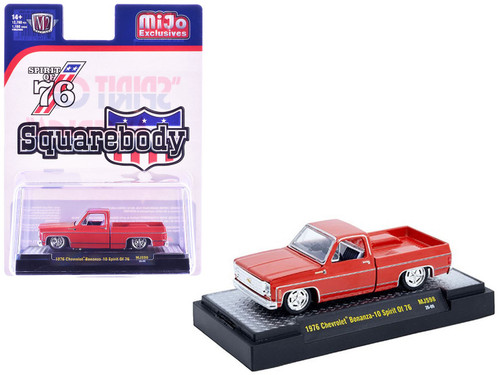 1/64 M2 Machines 1976 Chevrolet Silverado Bonanza-10 SPIRIT OF 76 Squarebody USA Special Edition (Red) Diecast Car Model