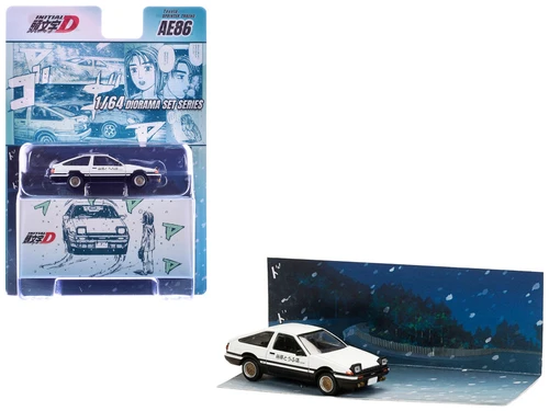 1/64 Hobby Japan Initial D Diorama Set Series Toyota Sprinter Trueno (AE86) Takumi Fujiwara & Natsuki Mogi Diecast Car Model