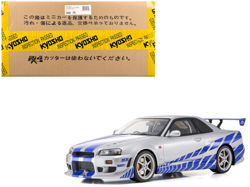 1/12 Kyosho 2001 Nissan Skyline R34 (Blue & Silver) "2 Fast 2 Furious (2003)" Car Model