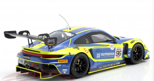 1/18 Ixo 2024 Porsche 911 (992) GT3 R #96 9th 24h Spa Rutronik Racing Julien Andlauer, Sven Müller, Patric Niederhauser Diecast Car Model