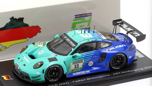 1/43 Spark 2025 Porsche 911 GT3 R #33 24h Nürburgring Falken Motorsports Julien Andlauer, Nico Menzel, Sven Müller, Alessio Picariello Car Model