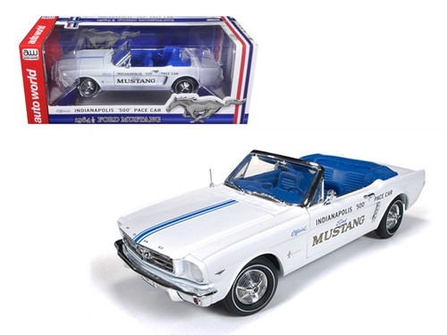 1964 1/2 Ford Mustang Convertible 289 V8 Indy 500 Pace Car Limited to 1500pc 1/18 Diecast Model Car by Autoworld