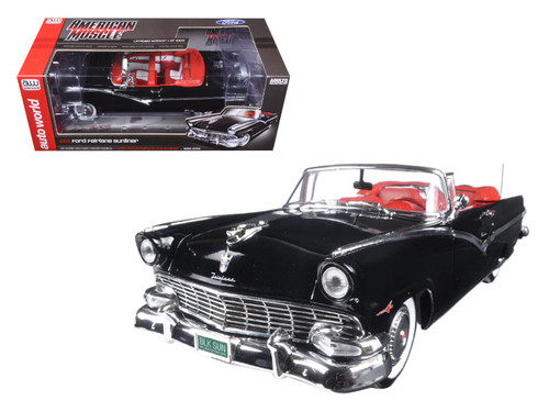 1956 Ford Sunliner 60th Anniversary Black Limited Edition to 1002pcs 1/18 Diecast Model Car by Autoworld