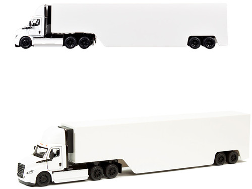 Freightliner eCascadia Truck with Container Trailer White 1/62 Diecast Model Car by Kinsmart