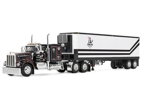 1/64 First Gear Kenworth W900A with 60” Flat Top Sleeper & 40’ Vintage Trailer with Reefer (Dick Simon Trucking) Diecast Model