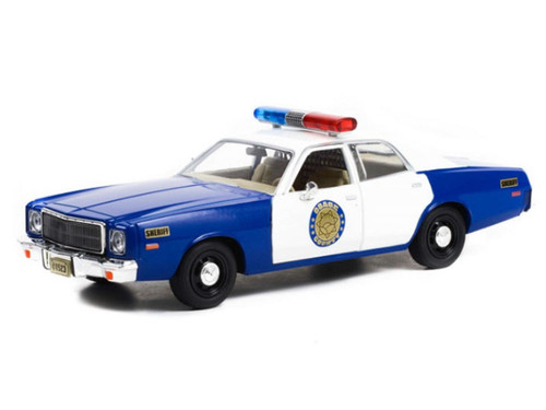 1975 Plymouth Fury "Osage County Sheriff" Blue and White 1/24 Diecast Model Car by Greenlight