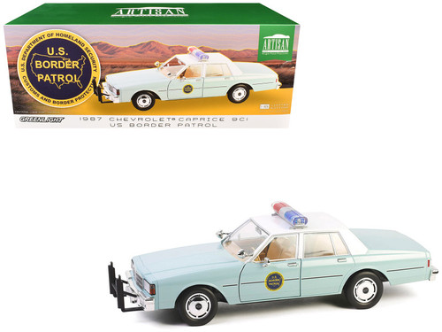 1987 Chevrolet Caprice 9C1 "US Border Patrol" Light Green with White Top "Artisan Collection" 1/18 Diecast Model Car by Greenlight