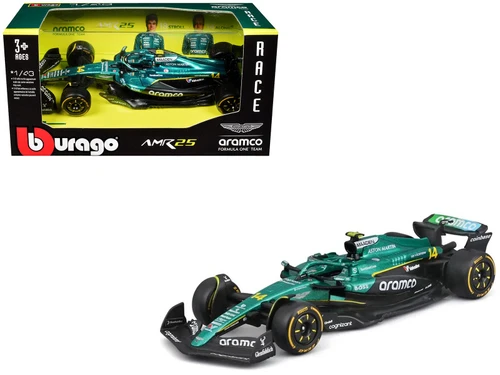 1/43 BBurago 2025 Formula 1 Fernando Alonso Aston Martin AMR25 #14 Car Model