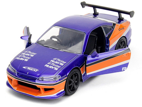 2001 Nissan Silvia S15 RHD (Right Hand Drive) Blue Metallic with Graphics "The Fast and the Furious: Tokyo Drift" (2006) Movie "Fast & Furious" Series 1/32 Diecast Car Model by Jada